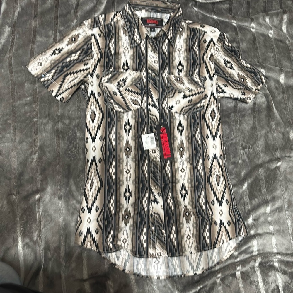 Mens Rock & Roll Denim Pearl snap